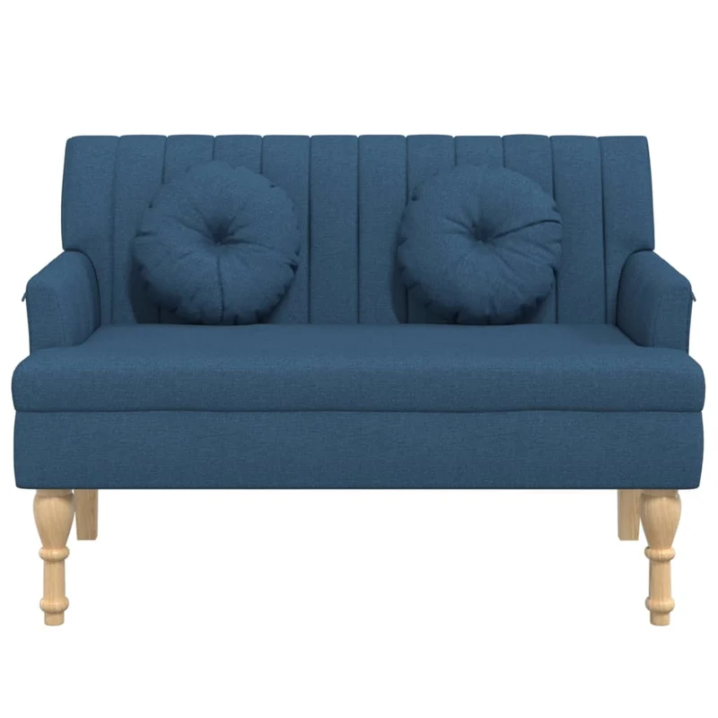 Banquette banc avec coussins dossier et accoudoirs 113 x 64,5 x 75,5 cm en tissu bleu DEC024628