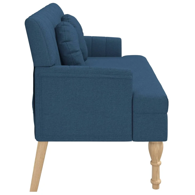 Banquette banc avec coussins dossier et accoudoirs 113 x 64,5 x 75,5 cm en tissu bleu DEC024628