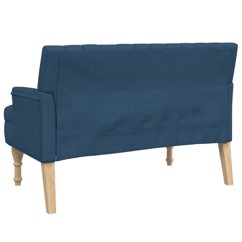 Banquette banc avec coussins dossier et accoudoirs 113 x 64,5 x 75,5 cm en tissu bleu DEC024628