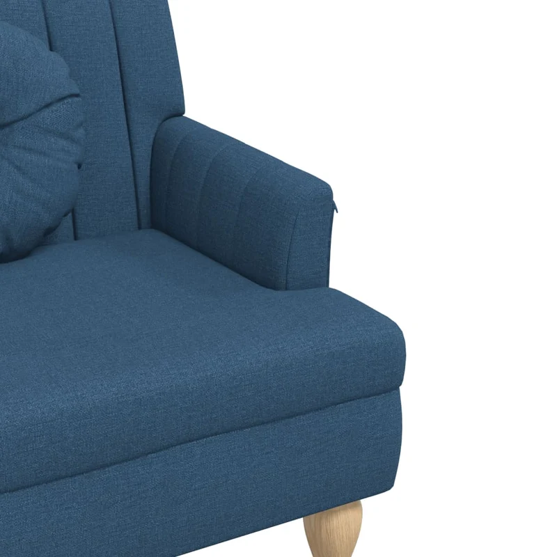 Banquette banc avec coussins dossier et accoudoirs 113 x 64,5 x 75,5 cm en tissu bleu DEC024628