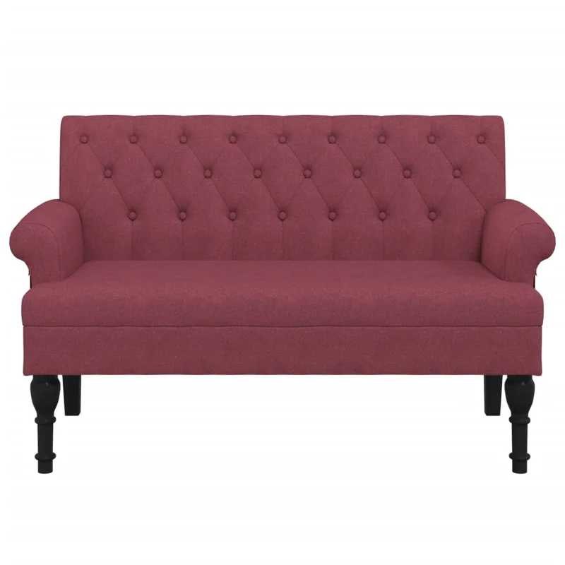 Banquette banc avec dossier capitonné et accoudoirs 120 x 62 x 75,5 cm en tissu rouge bordeaux DEC024659