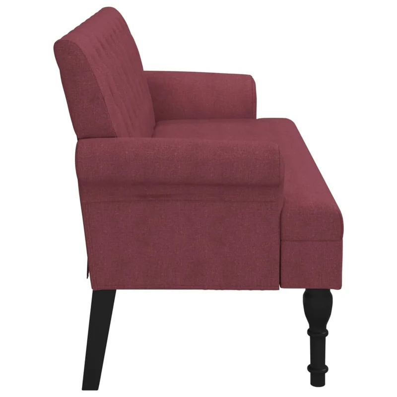 Banquette banc avec dossier capitonné et accoudoirs 120 x 62 x 75,5 cm en tissu rouge bordeaux DEC024659
