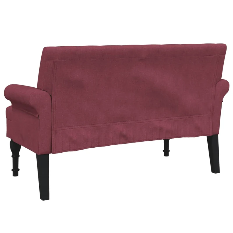 Banquette banc avec dossier capitonné et accoudoirs 120 x 62 x 75,5 cm en tissu rouge bordeaux DEC024659