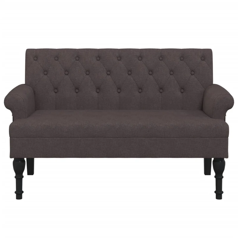 Banquette banc avec dossier capitonné et accoudoirs 120 x 62 x 75,5 cm tissu marron foncé DEC024654
