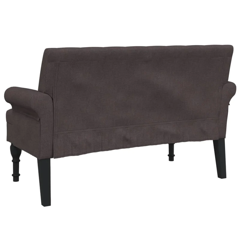 Banquette banc avec dossier capitonné et accoudoirs 120 x 62 x 75,5 cm tissu marron foncé DEC024654
