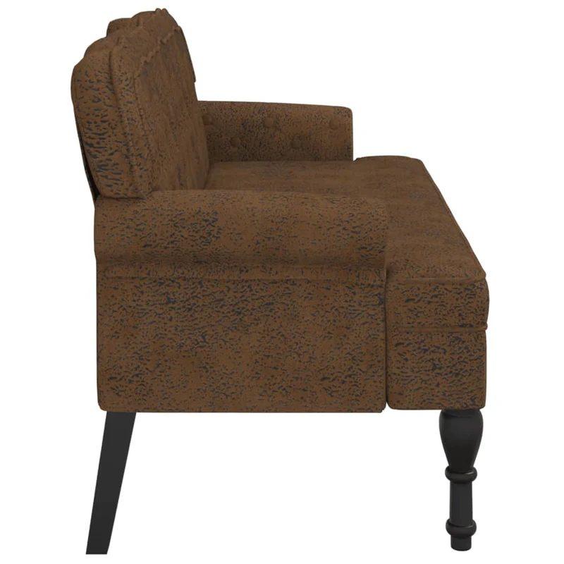 Banquette banc avec dossier capitonné et accoudoirs 119,5 x 64,5 x 75 cm PVC aspect daim marron DEC024652