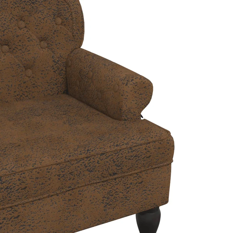 Banquette banc avec dossier capitonné et accoudoirs 119,5 x 64,5 x 75 cm PVC aspect daim marron DEC024652