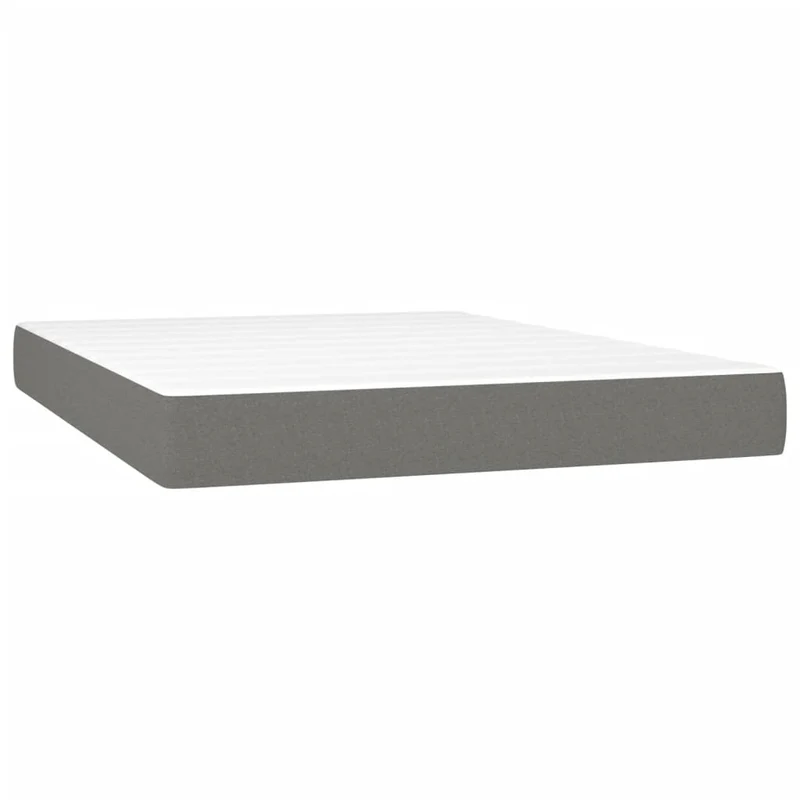 Cadre de lit LED avec sommier tête de lit matelas 140x200 cm tissu gris foncé TDL0208364