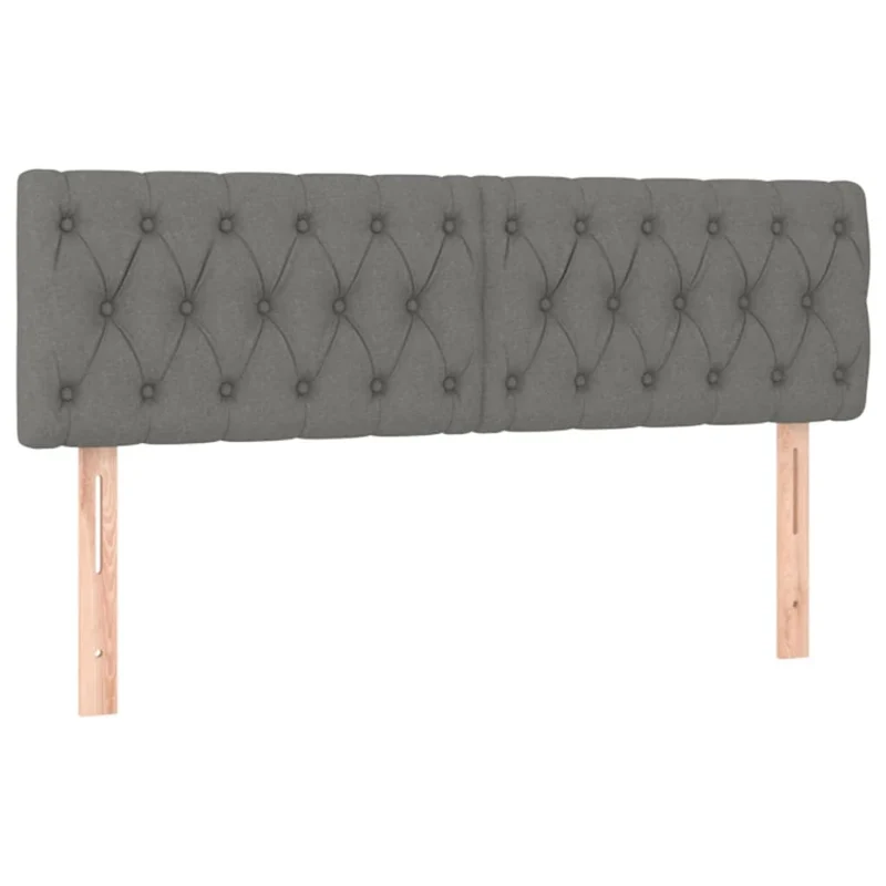 Cadre de lit LED avec sommier tête de lit matelas 140x200 cm tissu gris foncé TDL0208364
