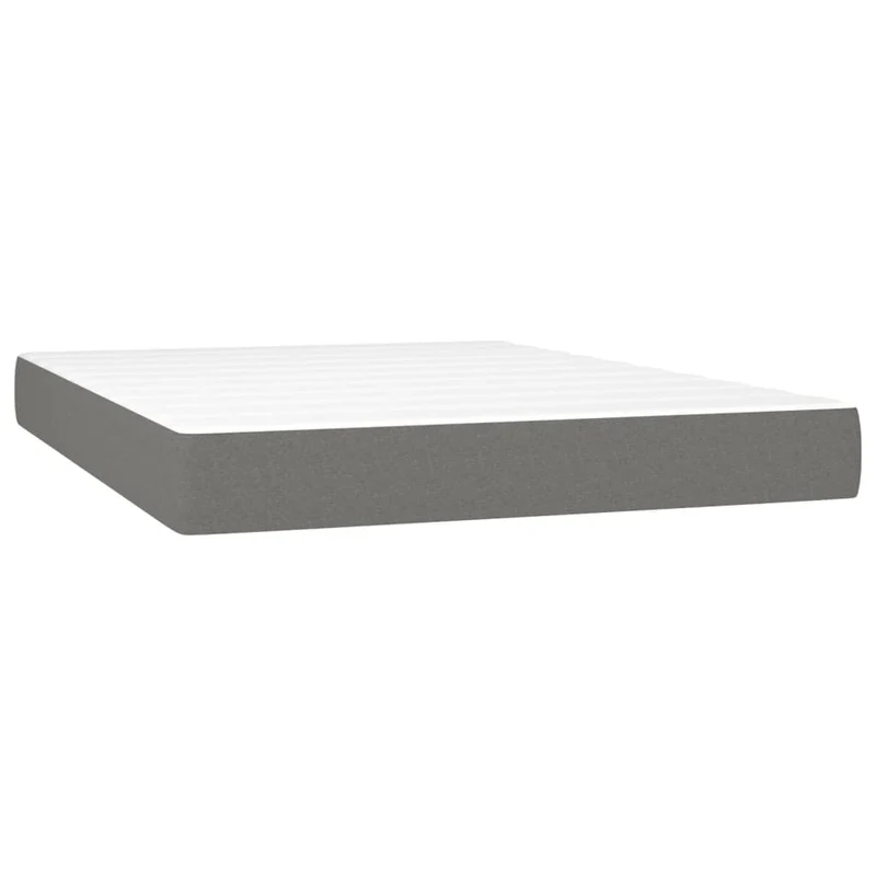 Cadre de lit LED avec sommier tête de lit matelas 140x200 cm tissu gris foncé TDL0208351
