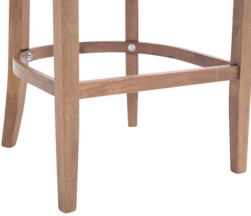 Tabouret de bar x1 avec assise en tissu gris clair capitonné et cadre en bois clair 10_0005063