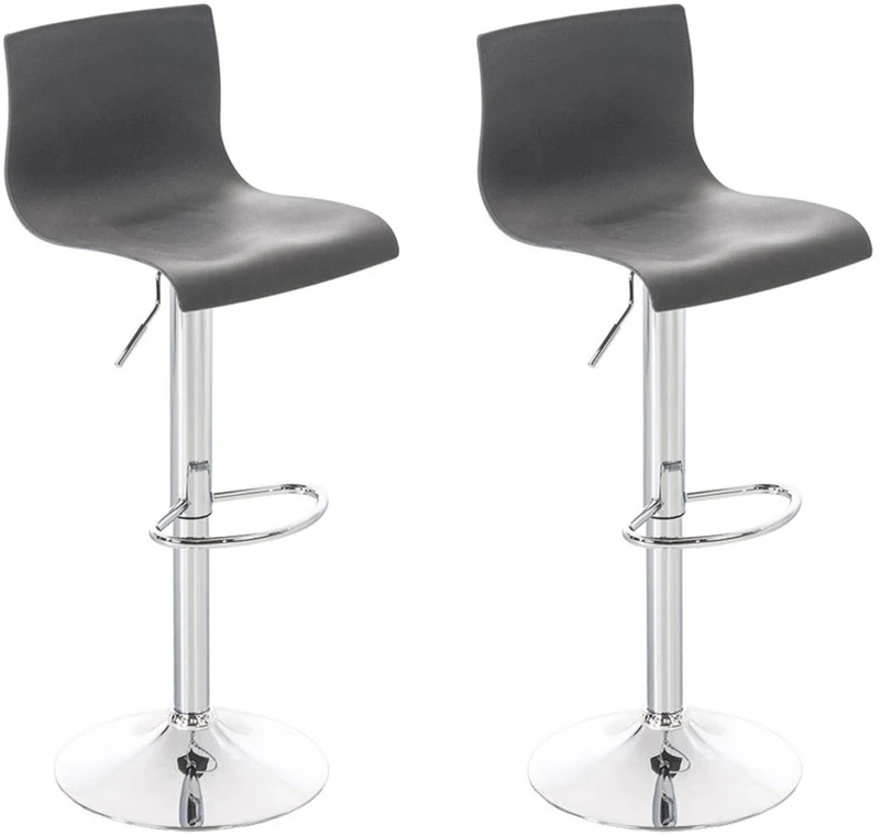 Set de 2 tabourets de bar avec repose-pieds eb métal chromé siège en plastique gris 10_0004186