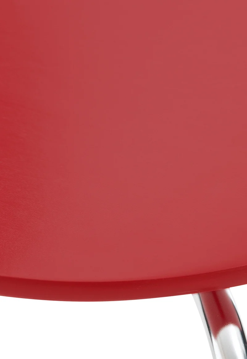 Lot de 4 chaises de cuisine salle à manger empilables dossier arrondi en bois rouge et métal chromé 10_0003174