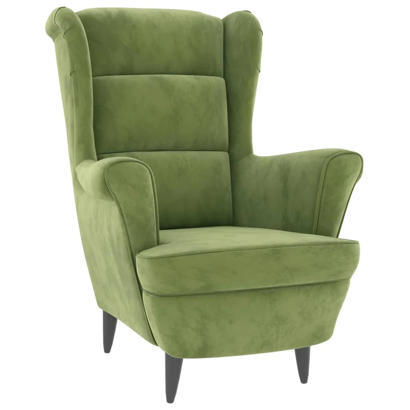 Fauteuil lounge de salon design et moderne en velours vert clair DEC028682