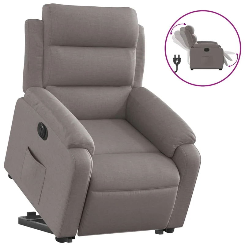 Fauteuil relax TV fonction de levage électrique très confortable en tissu taupe DEC028582