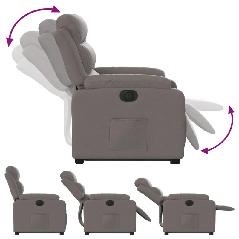 Fauteuil relax TV fonction de levage électrique très confortable en tissu taupe DEC028582