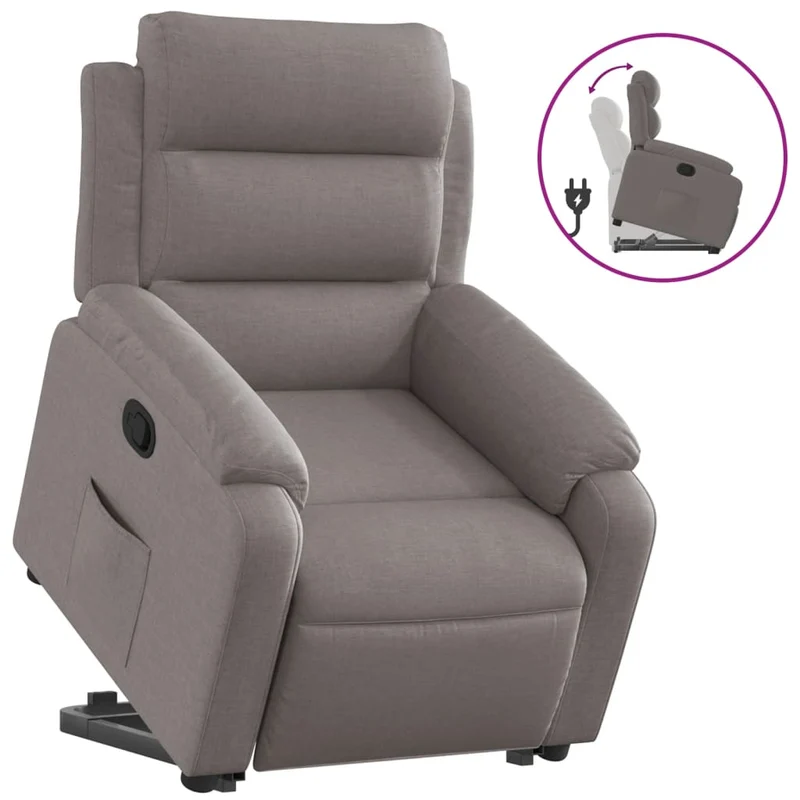 Fauteuil relax TV rembourrage confortable fonction de levage électrique en tissu taupe DEC028184
