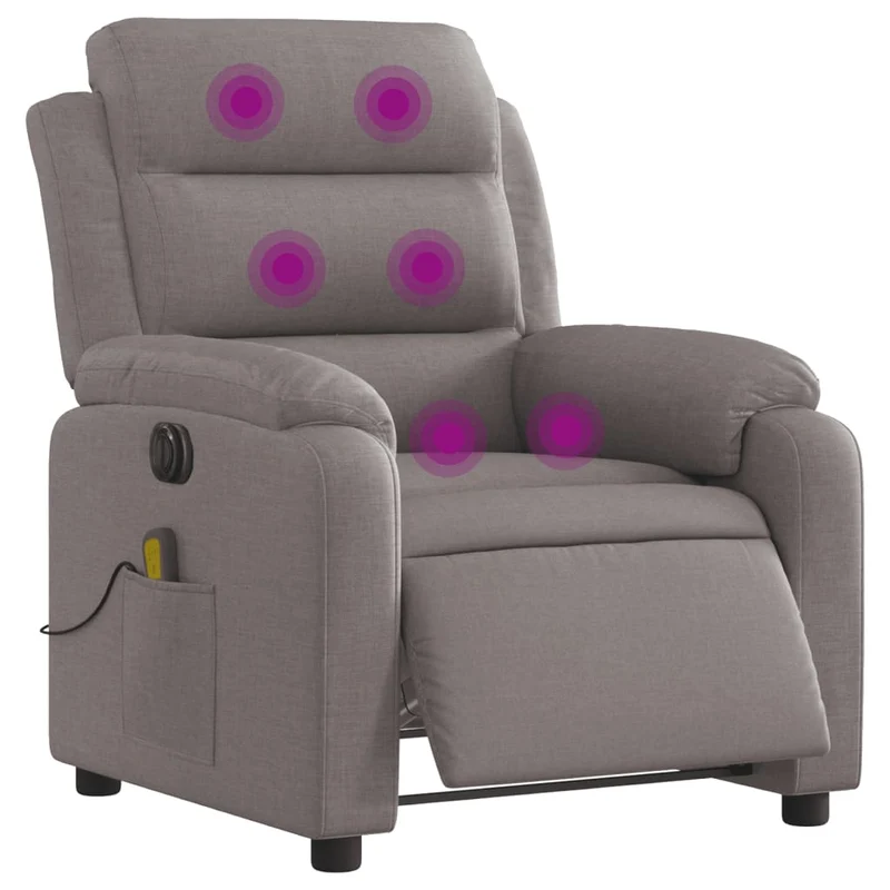 Fauteuil de relaxation TV fonction massage inclinable électrique en tissu taupe DEC027266