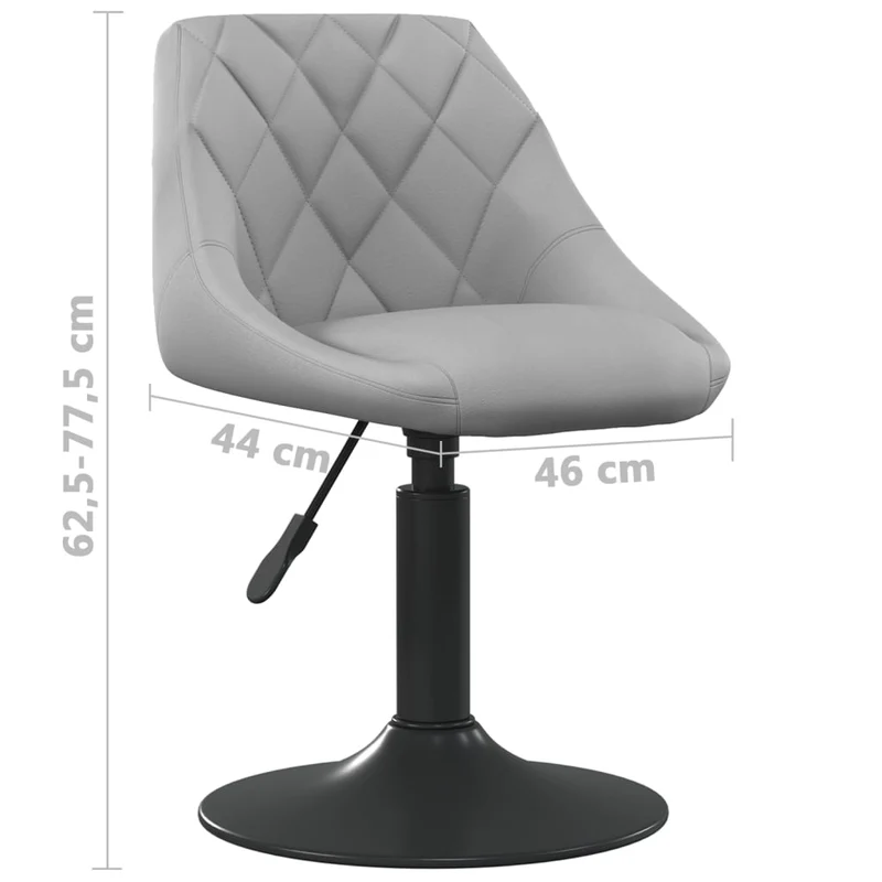 Lot de 2 chaises de salle à manger siège pivotant hauteur réglable en velours gris clair et acier DEC025244
