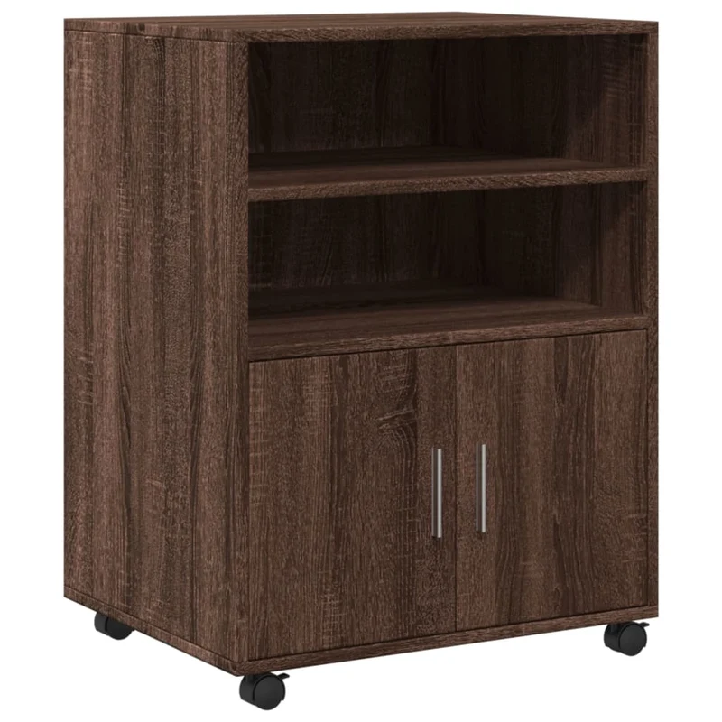 Meuble de bureau sur roulettes meuble d'appoint 60 x 48 x 81 cm bois d'ingénierie marron DEC024493