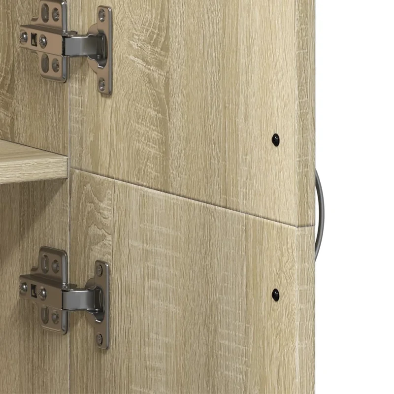 Meuble de bureau armoire de rangement avec 4 compartiments 60 x 32 x 153 cm bois ingénierie couleur chêne DEC024477