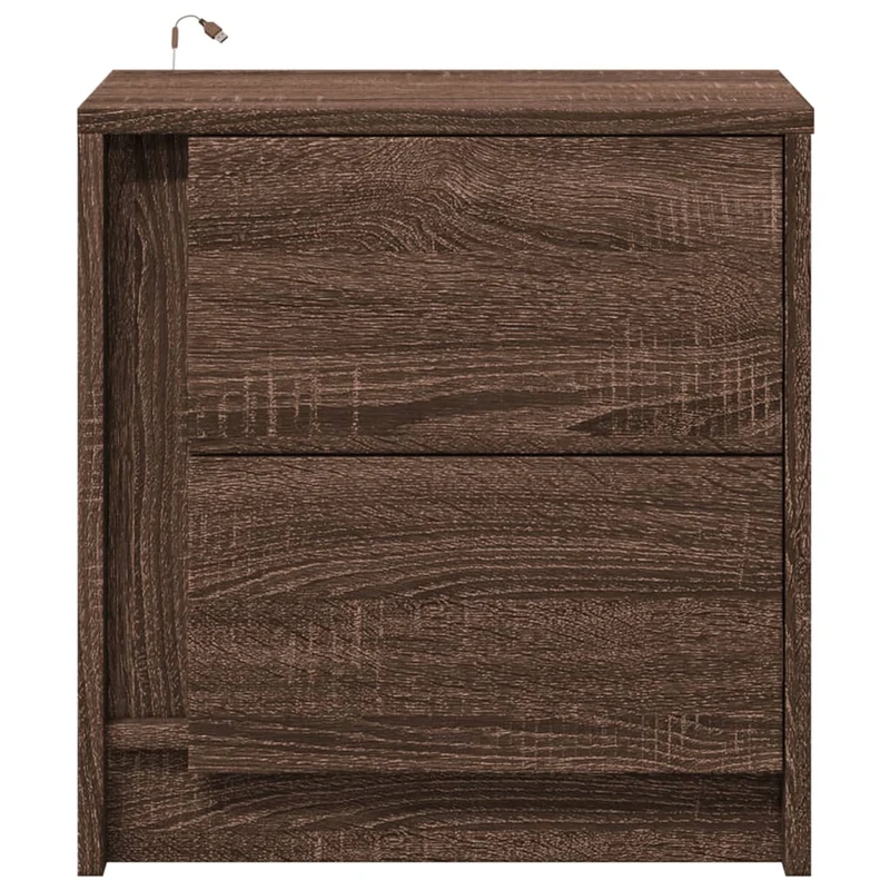 Lot de 2 tables de chevet avec tiroirs et LED 43 x 34 x 45 cm en bois d'ingénierie marron DEC032847