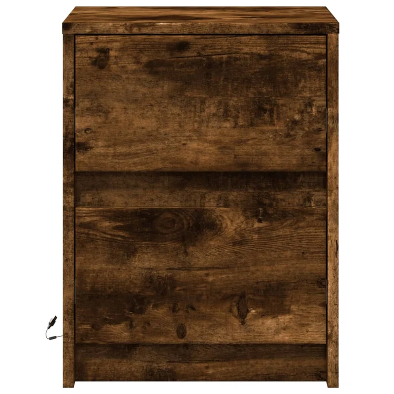 Lot de 2 tables de chevet avec tiroirs et LED 38 x 34 x 50 cm en bois d'ingénierie marron DEC032840