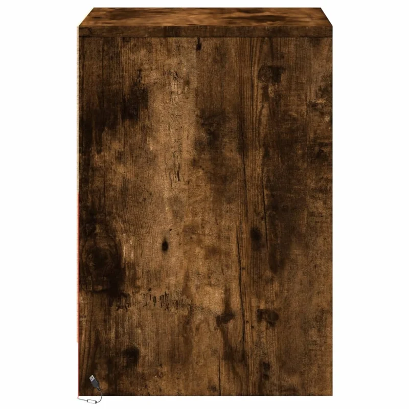 Lot de 2 tables de chevet avec tiroirs et LED 38 x 34 x 50 cm en bois d'ingénierie marron DEC032840