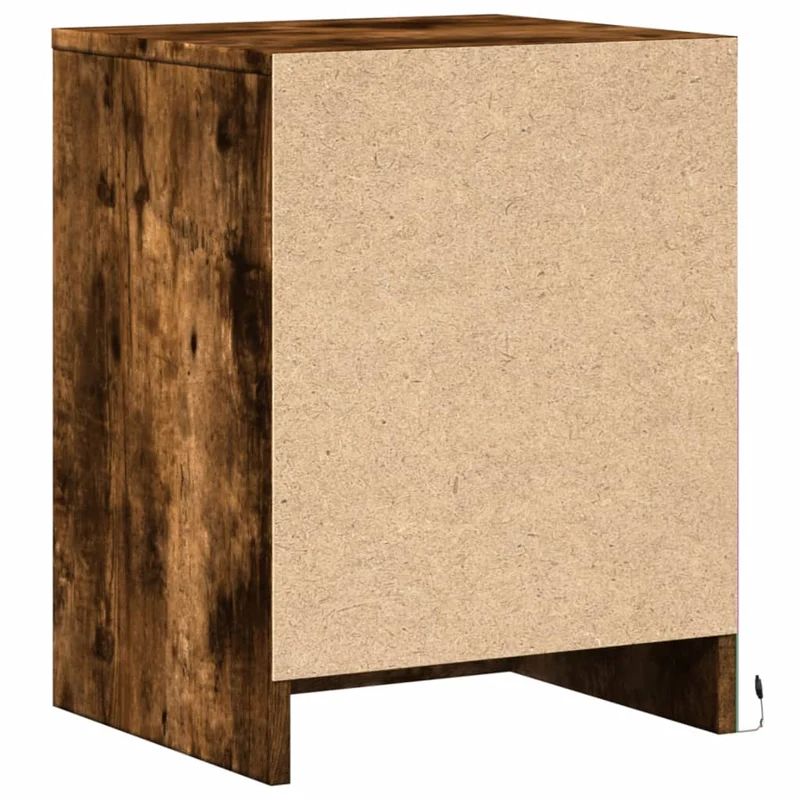 Lot de 2 tables de chevet avec tiroirs et LED 38 x 34 x 50 cm en bois d'ingénierie marron DEC032840