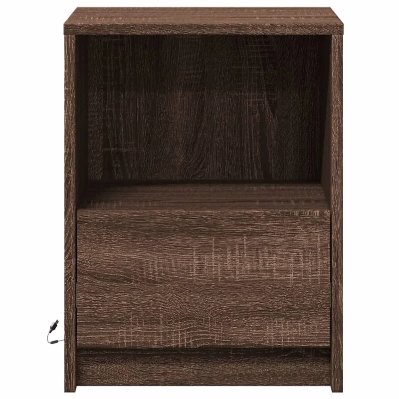 Table de chevet avec tiroir et LED 38 x 34 x 50 cm en bois ingénierie marron DEC032797