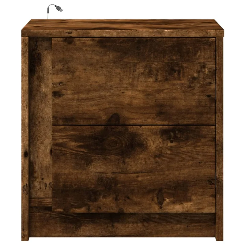 Table de chevet avec tiroir et LED 43 x 34 x 45 cm en bois d'ingénierie marron DEC032792