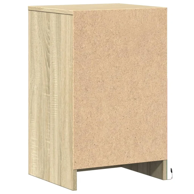 Table de chevet avec tiroirs et LED 38 x 34 x 61 cm en bois d'ingénierie couleur chêne DEC032775
