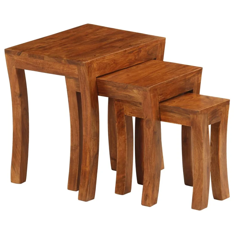 Lot de 3 tables d'appoint gigogne en bois massif d'acacia 50 x 35 x 50 cm DEC032573