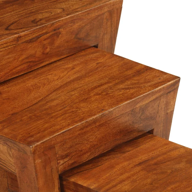 Lot de 3 tables d'appoint gigogne en bois massif d'acacia 50 x 35 x 50 cm DEC032573