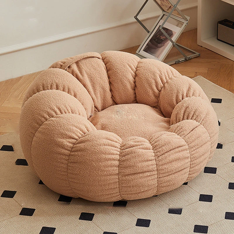 Contemporary Scandinavian Orb Cylinder Sherpa Fabric Accent Chair Backrest Armrest Footrest For Living Room