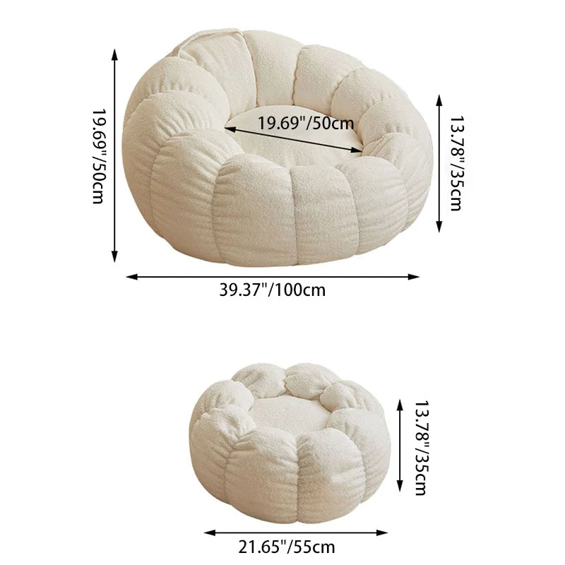 Contemporary Scandinavian Orb Cylinder Sherpa Fabric Accent Chair Backrest Armrest Footrest For Living Room
