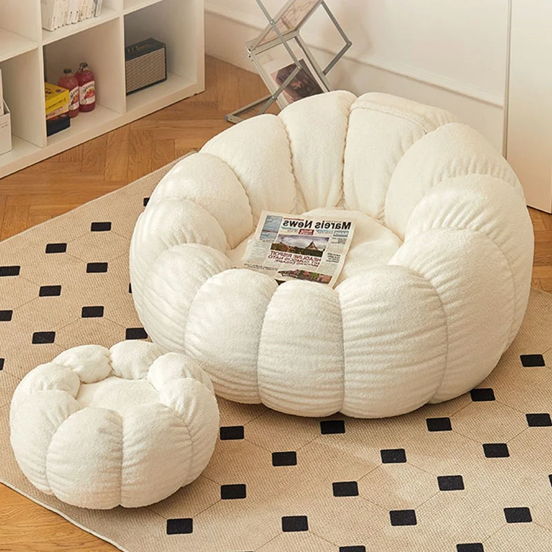 Contemporary Scandinavian Orb Cylinder Sherpa Fabric Accent Chair Backrest Armrest Footrest For Living Room