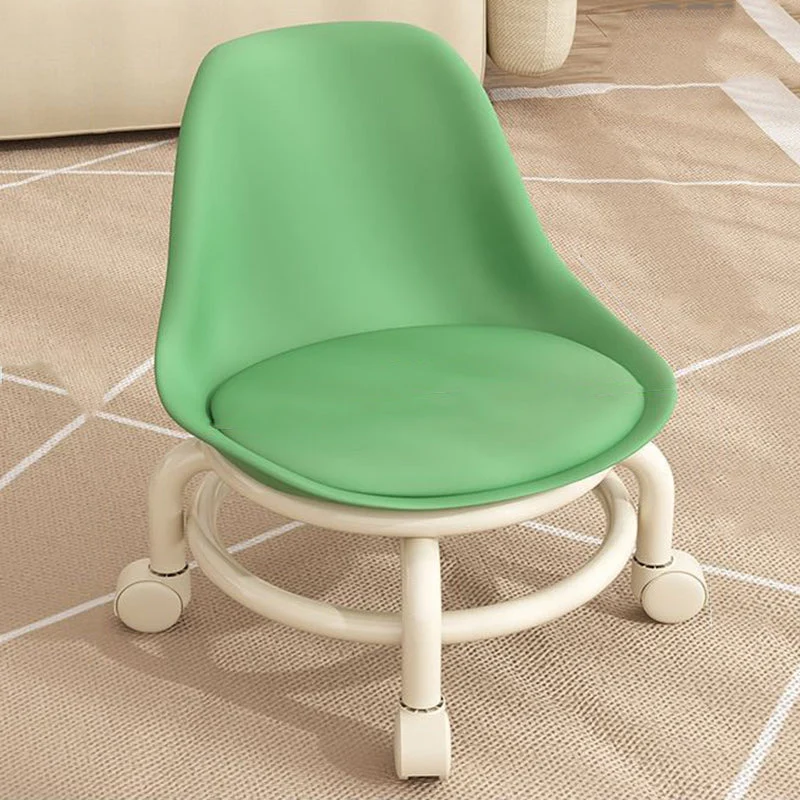 Contemporary Scandinavian Kids Acrylic Faux Leather Sponge Plastic Acrylic Round Low Stool Backrest Movable For Living Room