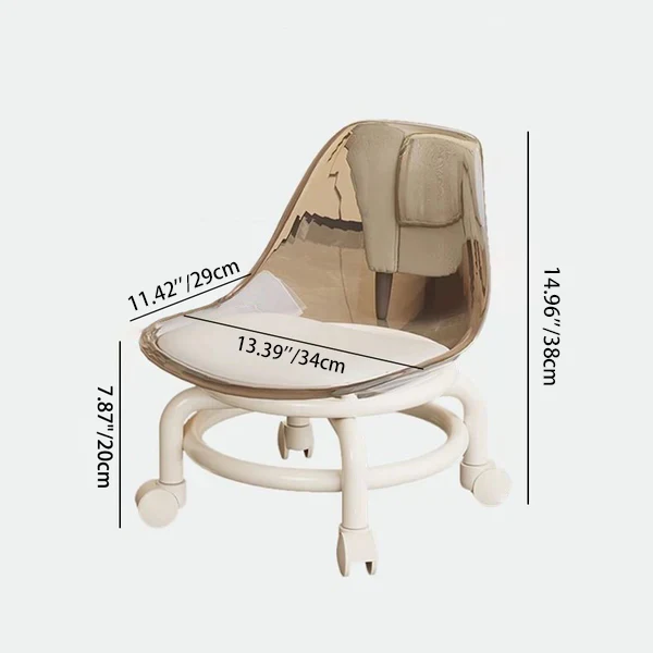 Contemporary Scandinavian Kids Acrylic Faux Leather Sponge Plastic Acrylic Round Low Stool Backrest Movable For Living Room