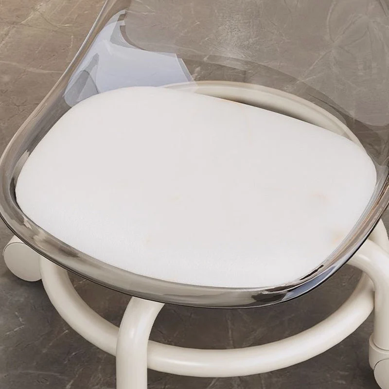 Contemporary Scandinavian Kids Acrylic Faux Leather Sponge Plastic Acrylic Round Low Stool Backrest Movable For Living Room