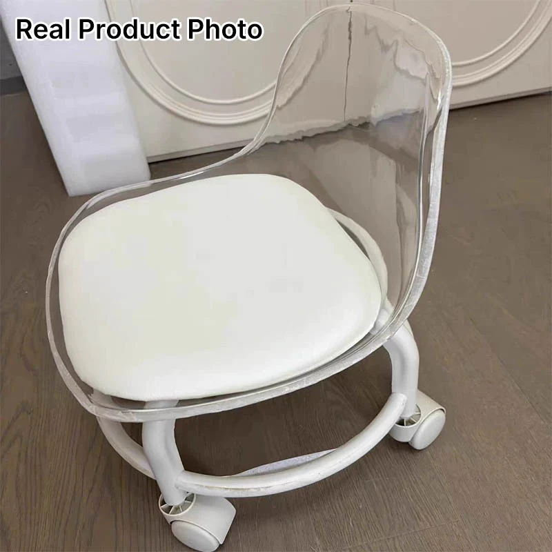 Contemporary Scandinavian Kids Acrylic Faux Leather Sponge Plastic Acrylic Round Low Stool Backrest Movable For Living Room
