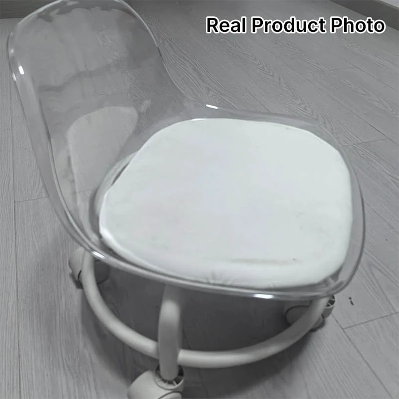 Contemporary Scandinavian Kids Acrylic Faux Leather Sponge Plastic Acrylic Round Low Stool Backrest Movable For Living Room