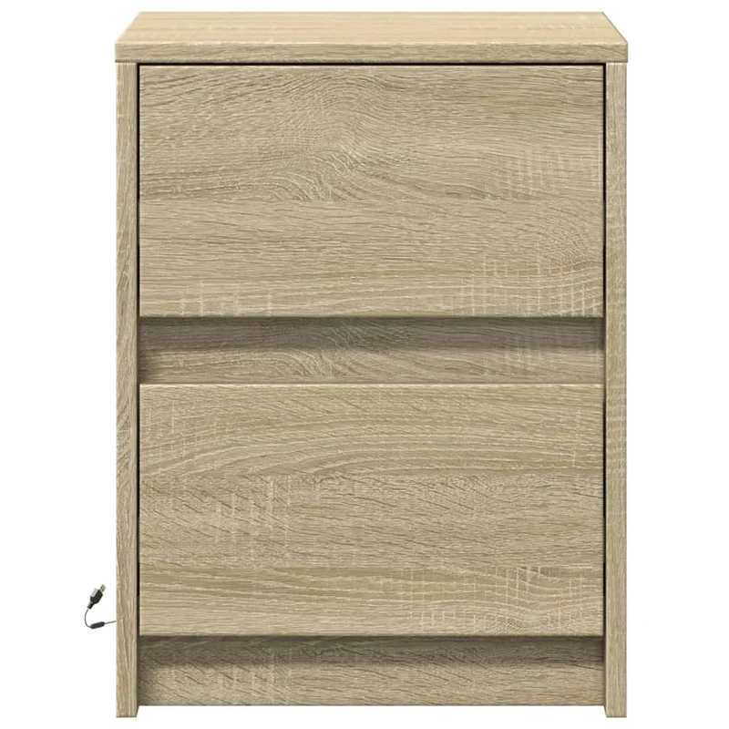 Lot de 2 tables de chevet avec tiroirs et LED 38 x 34 x 50 cm bois d'ingénierie couleur chêne DEC032849
