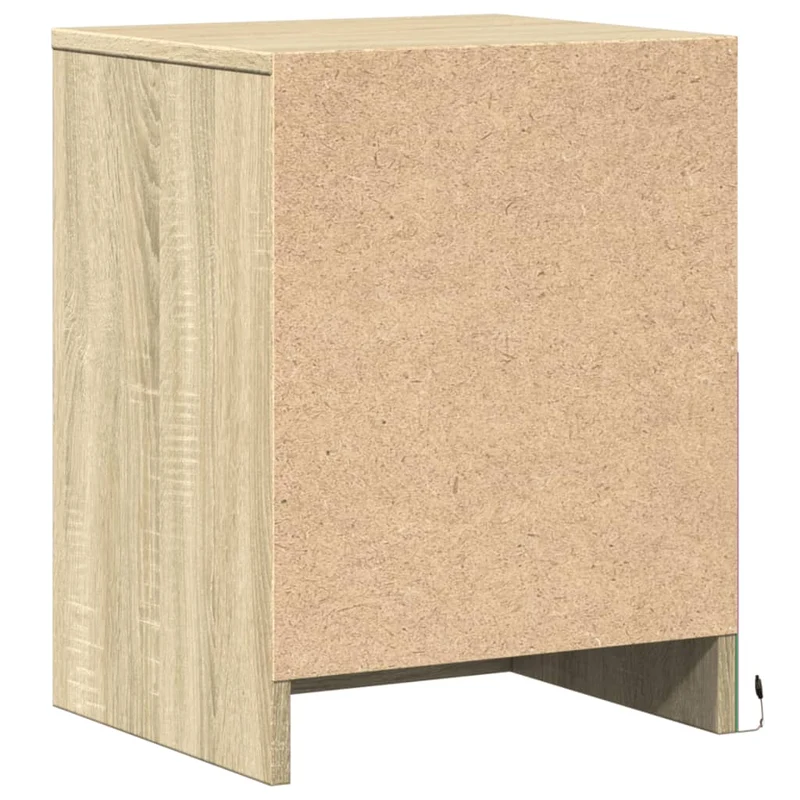 Lot de 2 tables de chevet avec tiroirs et LED 38 x 34 x 50 cm bois d'ingénierie couleur chêne DEC032849