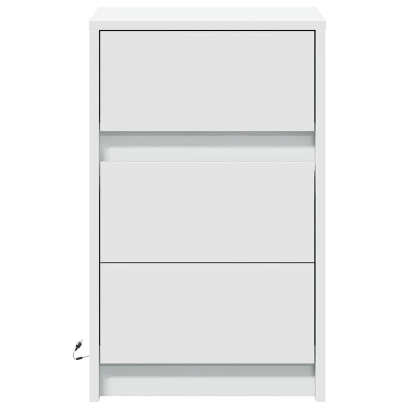 Table de chevet avec 3 tiroirs et LED 38 x 34 x 61 cm en bois d'ingénierie blanc DEC032765