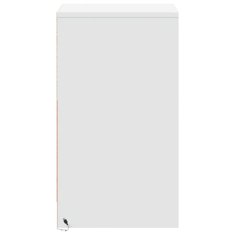 Table de chevet avec 3 tiroirs et LED 38 x 34 x 61 cm en bois d'ingénierie blanc DEC032765