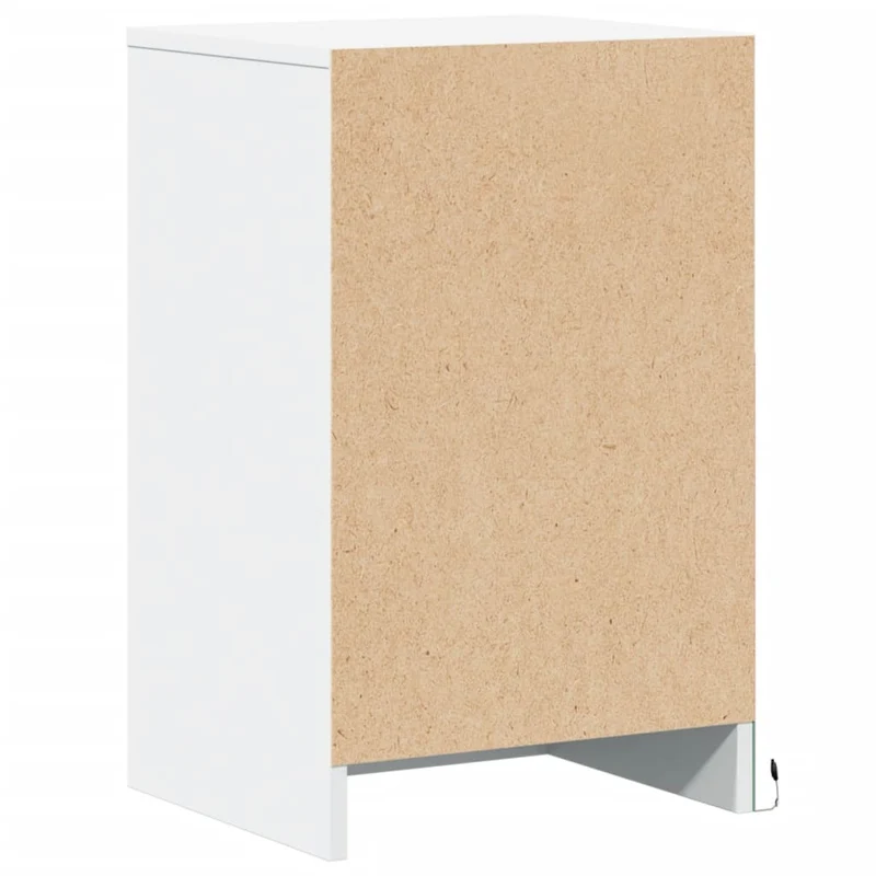Table de chevet avec 3 tiroirs et LED 38 x 34 x 61 cm en bois d'ingénierie blanc DEC032765