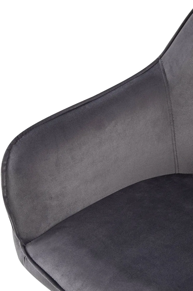 Chaise de salle à manger x1 moderne et confortable en velours gris foncé et pieds en métal noir 10_0001996
