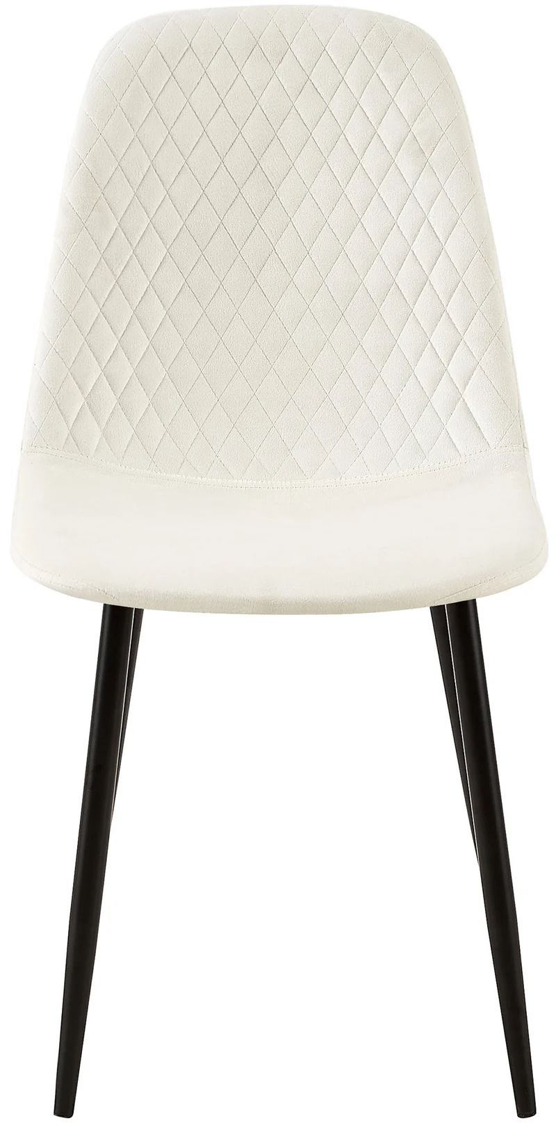 Chaise de salle à manger x1 couture en losange en velours blanc et métal noir 10_0002251