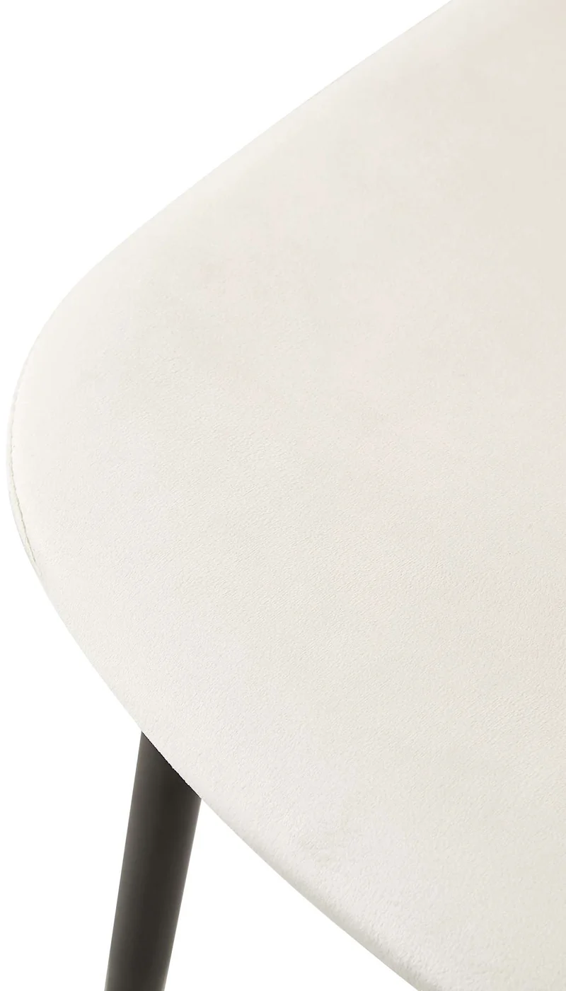 Chaise de salle à manger x1 couture en losange en velours blanc et métal noir 10_0002251